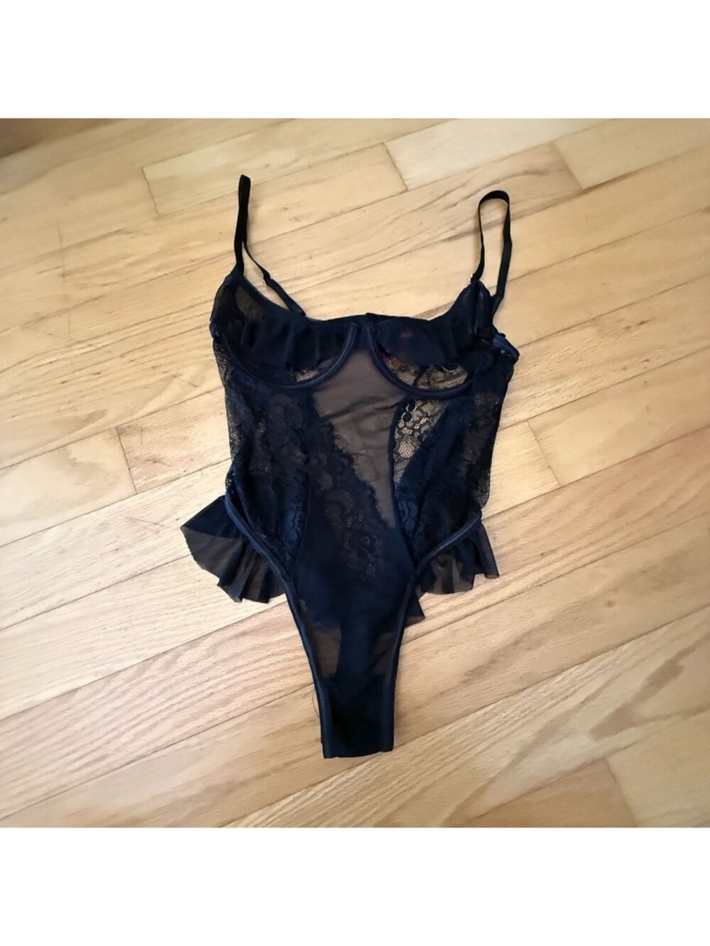 Seven Til Midnight Women's Large Black Lace Teddy NWOT